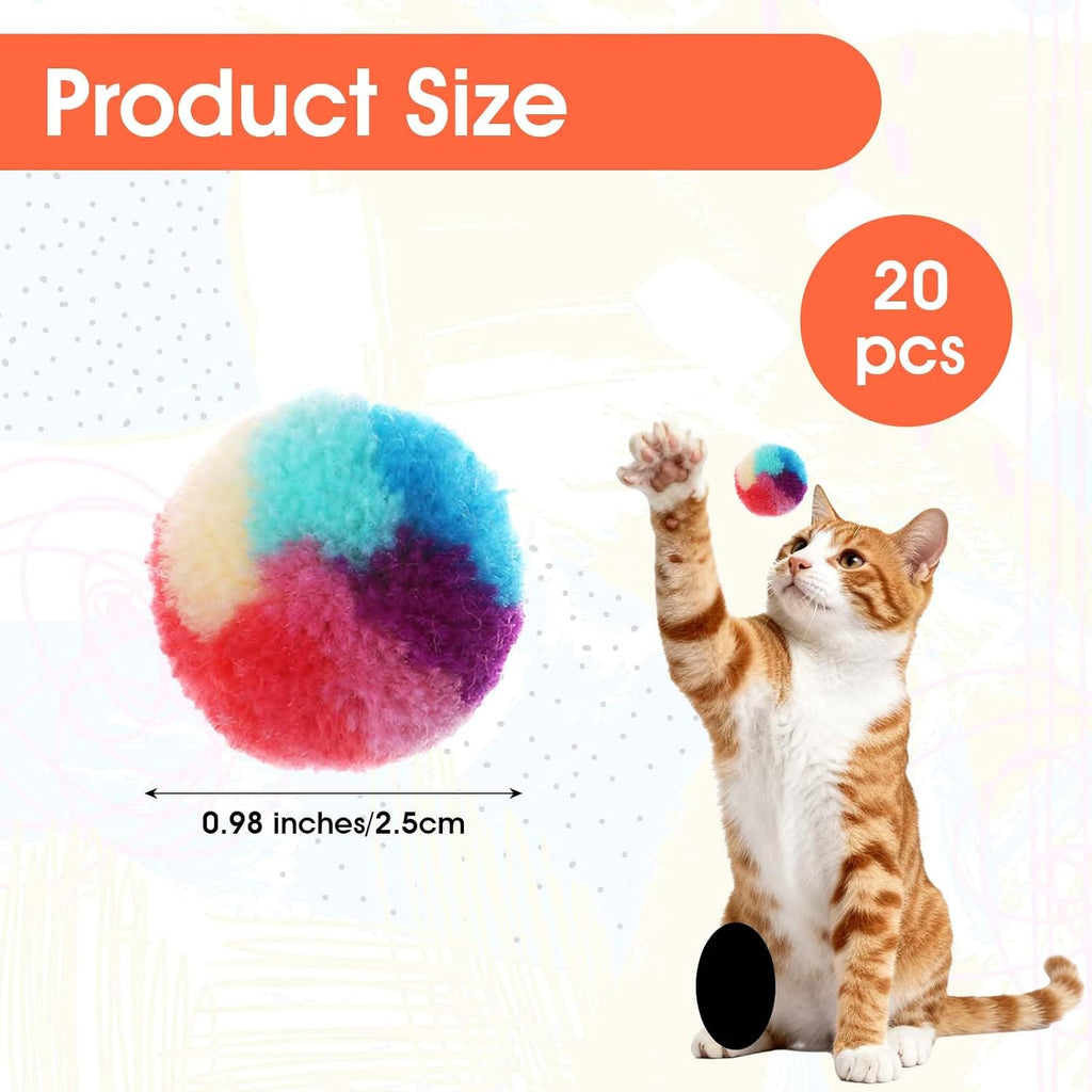 Close up view of the 0.98 inch fuzzy kitten yarn puffs showcasing the soft non toxic fabric texture.