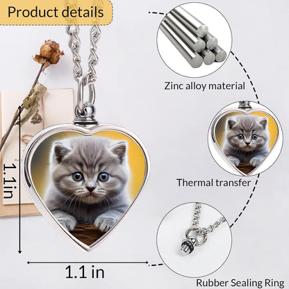 Guoer stainless steel pet loss memorial pendant close up view with ashes filling kit