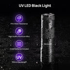 Consciot 395nm black light illuminating dry stains on carpet