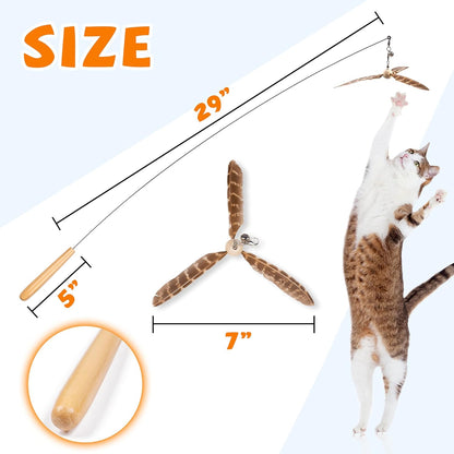 Durable wooden handle of JXFUKAL cat teaser for comfortable grip