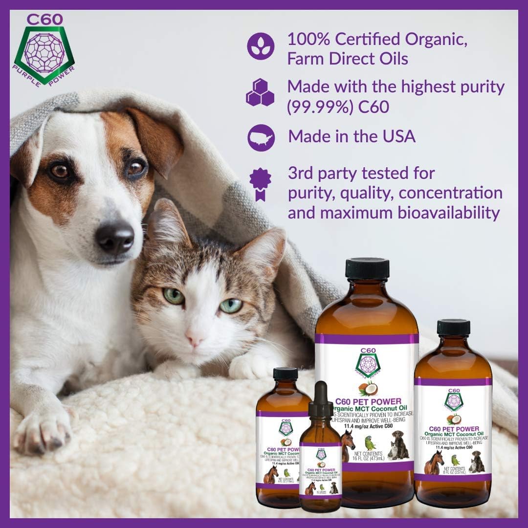 Organic MCT coconut oil and carbon fullerenes pet supplement