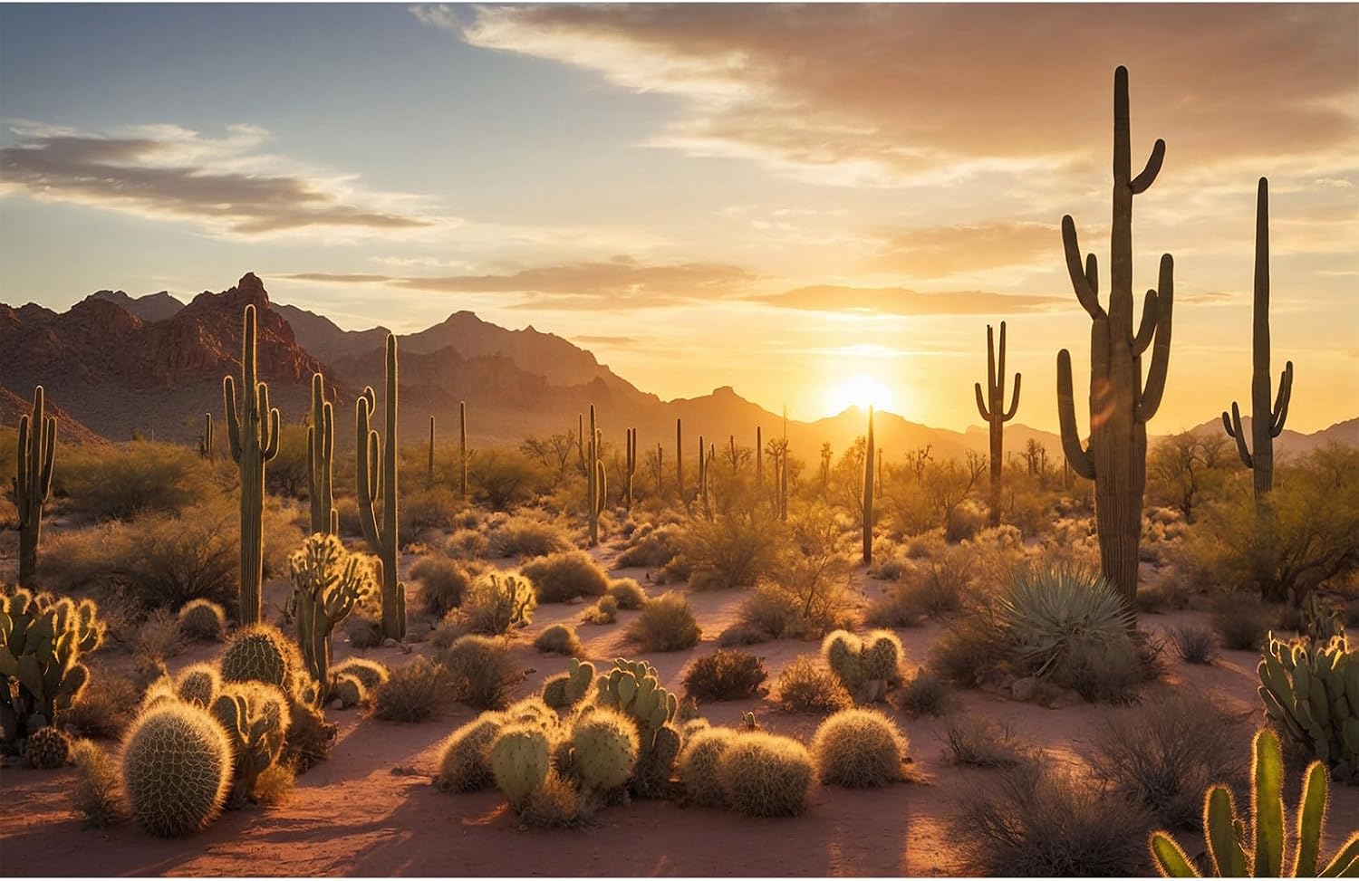 Desert Reptile Habitat Background Arid Landscape of Hot Sahara Desert Terrarium Background Desert Cacti and Sand with Dunes Aquarium Background Natural Hot Desert Fish Tank Background Vinyl 72x24in - Image 10