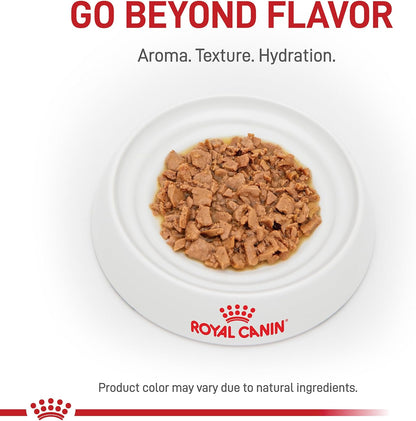 Royal Canin Urinary SO Moderate Calorie adult morsels in gravy cat food pack of twenty four box view