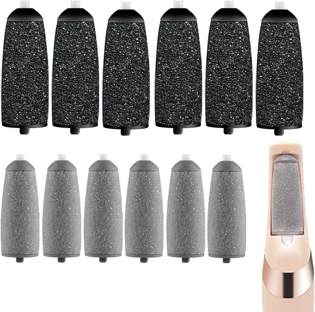 Movelove replacement rollers for Flawless Pedi 12 pack front view of retail packaging.