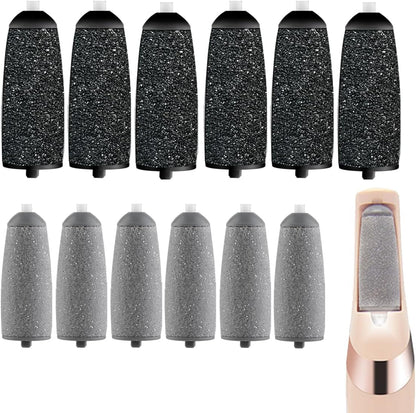 Movelove replacement rollers for Flawless Pedi 12 pack front view of retail packaging.