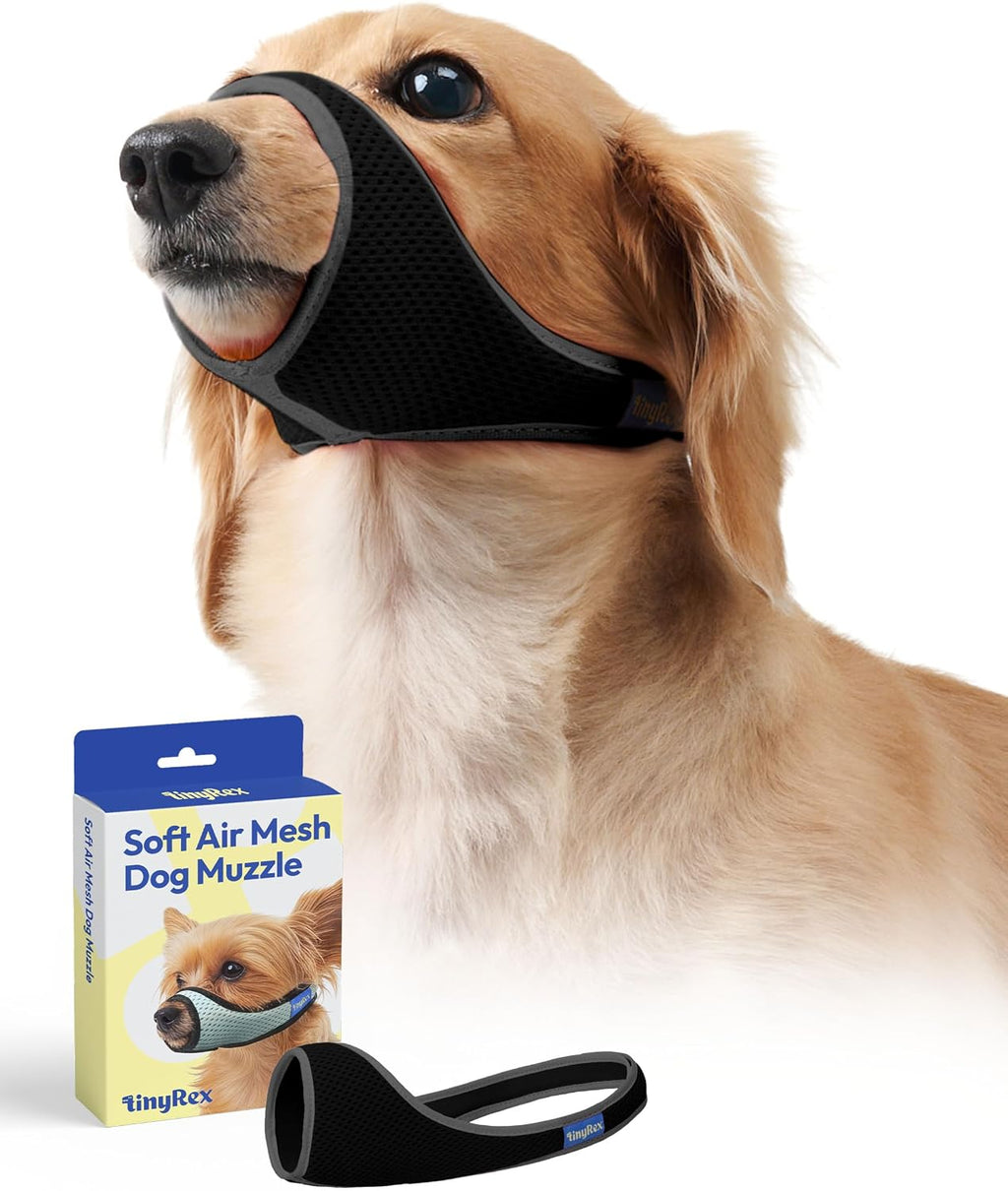 TinyRex breathable mesh dog muzzle front view for small dogs