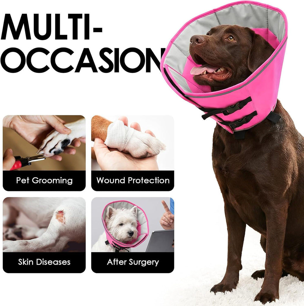 Detail of AOFITEE dog cone adjustable drawstring and buckle