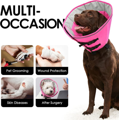 Detail of AOFITEE dog cone adjustable drawstring and buckle