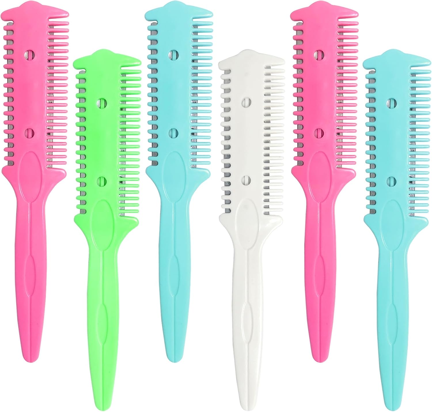 Jaasuee haircut razor comb six pack front view showcasing vibrant colors.