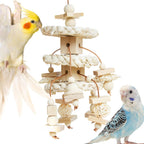 Vildroohowl natural corn husk bird toy front view for foraging.