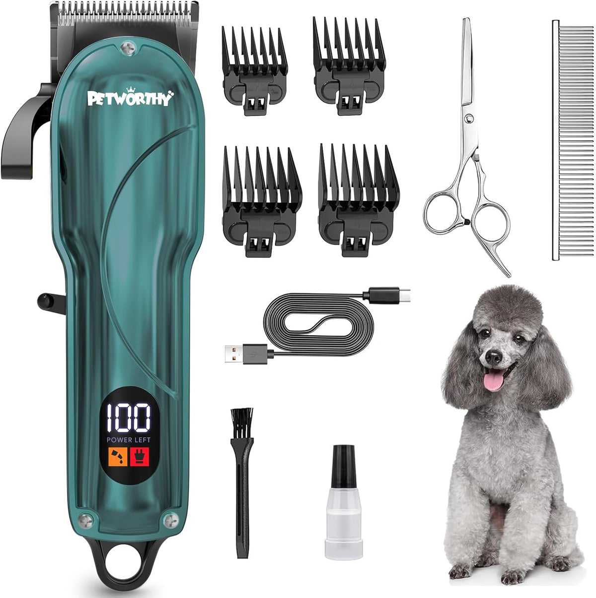 Premium gold dog hair clippers being rinsed under water for easy cleaning