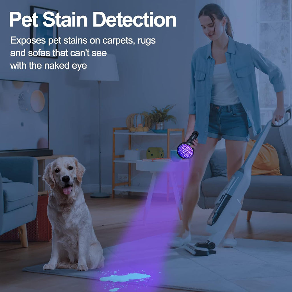 Vansky ultraviolet stain detector showing the premium black aluminum body and wrist lanyard.