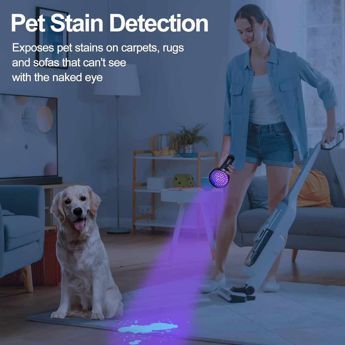 Vansky ultraviolet stain detector showing the premium black aluminum body and wrist lanyard.