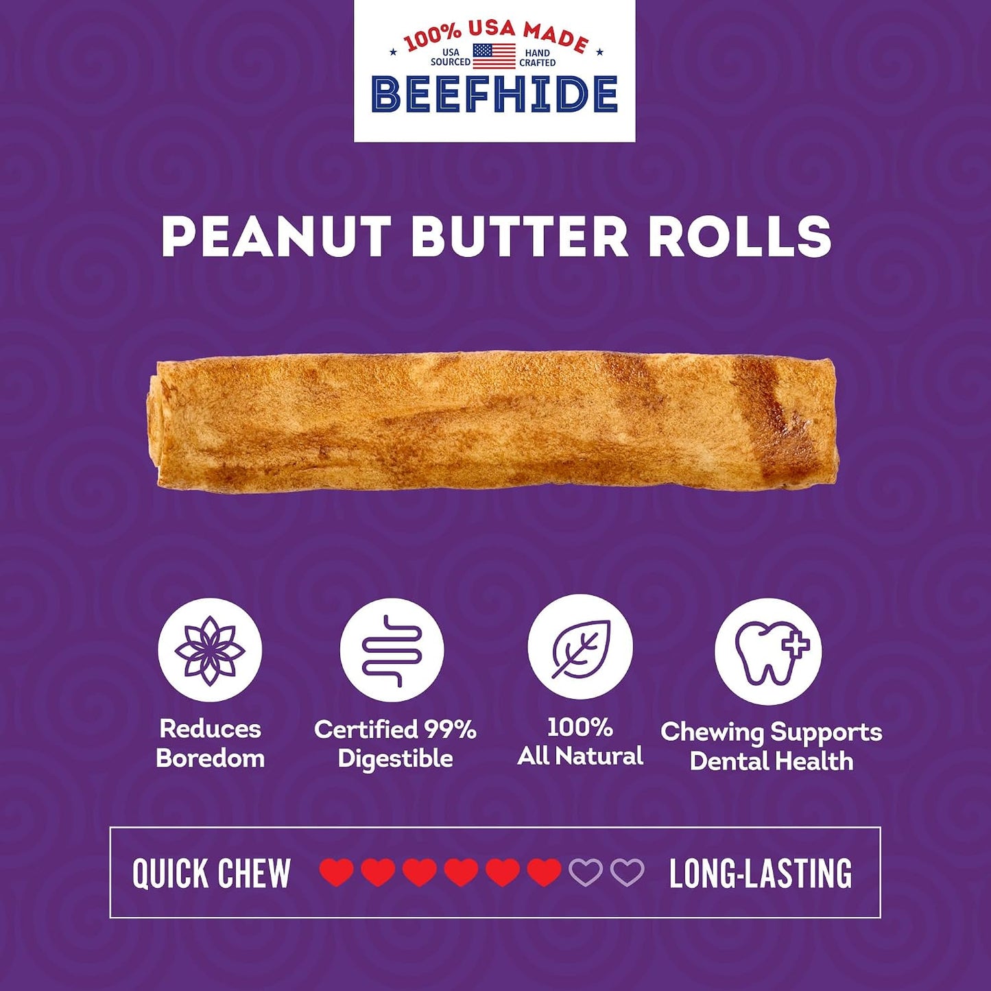 Treatly five to six inch beefhide chip rolls for dog dental health