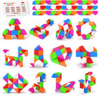 Vdealen 12 Pack Mini Fidget Snake Cube Twist Puzzle front view showcasing vibrant multicolor blocks