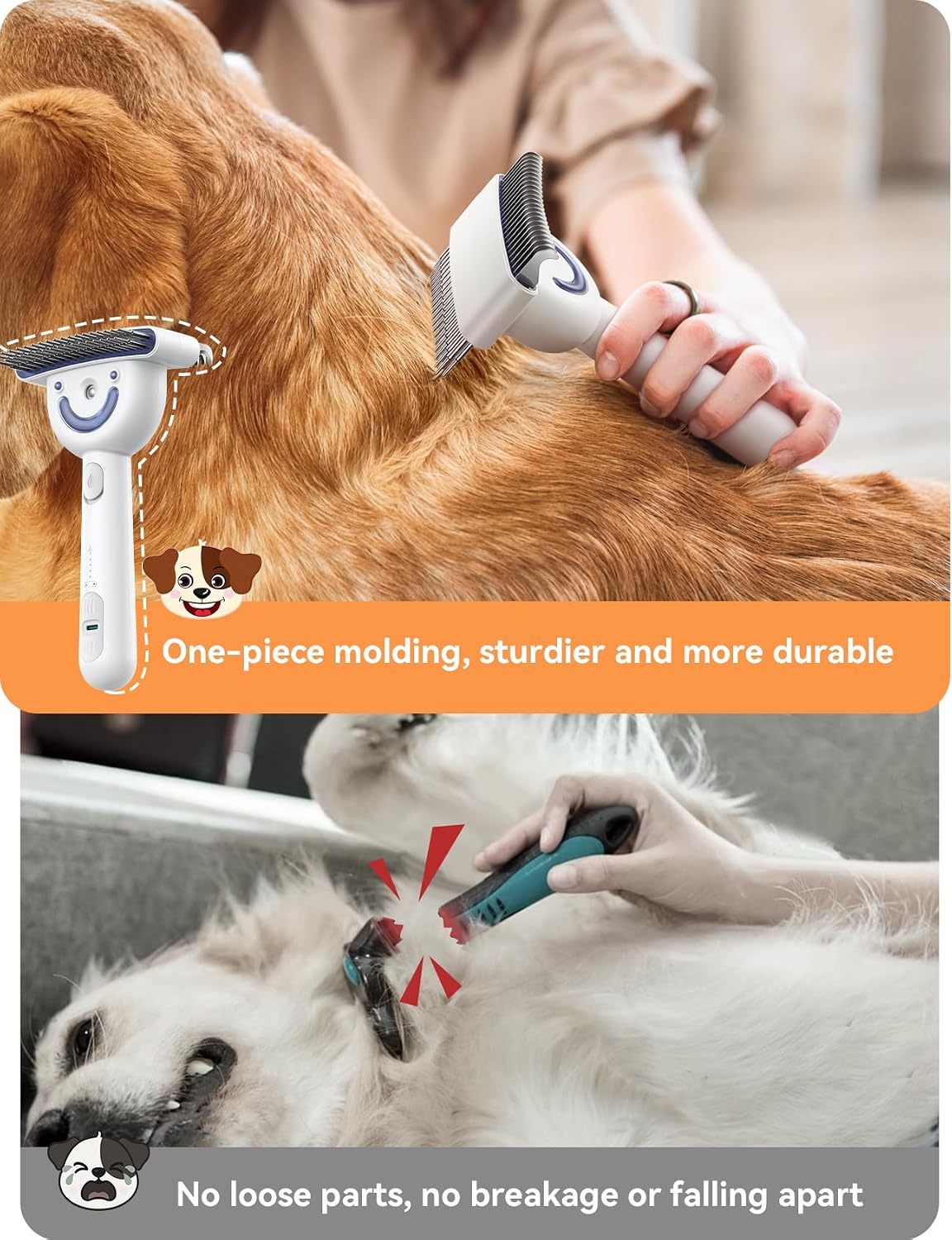 FeelNeedy professional pet steamer brush being rinsed under tap water demonstrating IPX6 waterproofing.