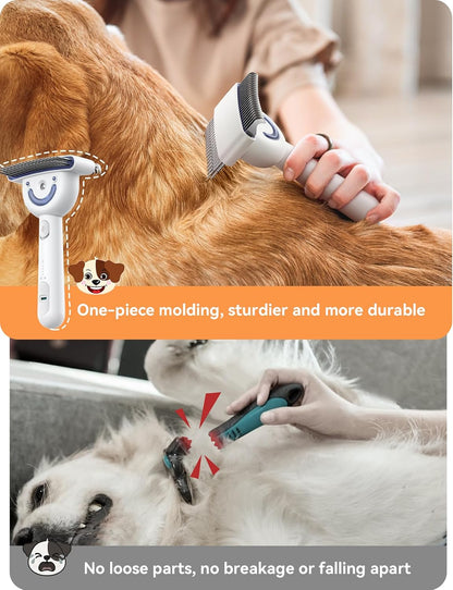 FeelNeedy professional pet steamer brush being rinsed under tap water demonstrating IPX6 waterproofing.