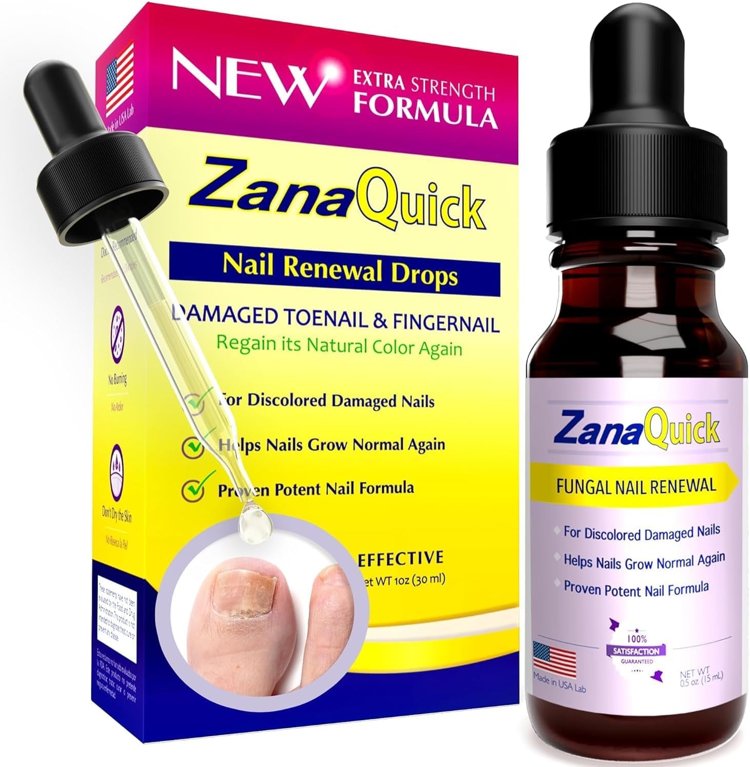 Zanaquick Nail Repair Serum front view of the bottle for fungal nail treatment.