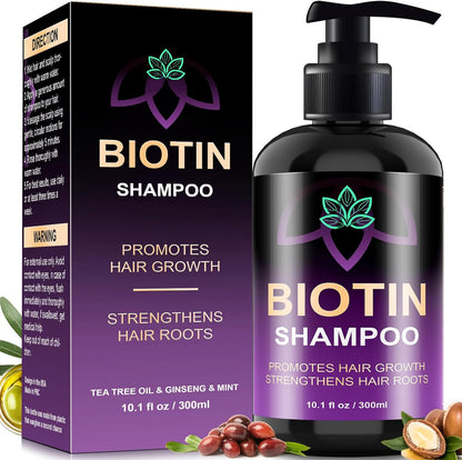 Oely Biotin Hair Growth and Thickening Shampoo front view bottle with pump dispenser