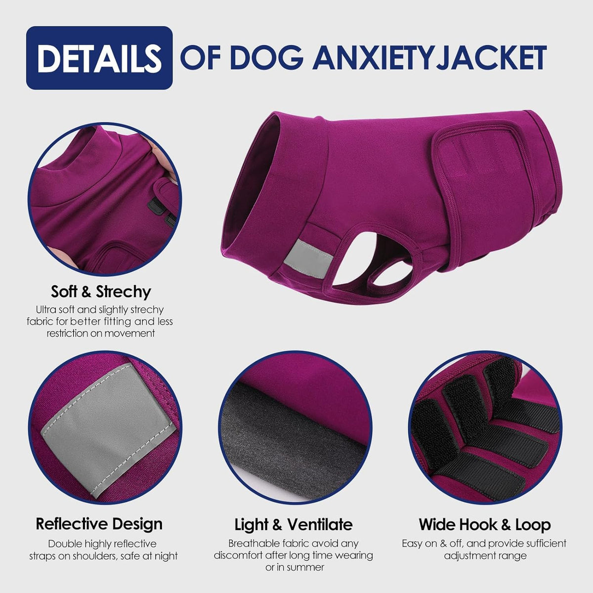 KOESON pet calming vest for dogs during fireworks stress relief