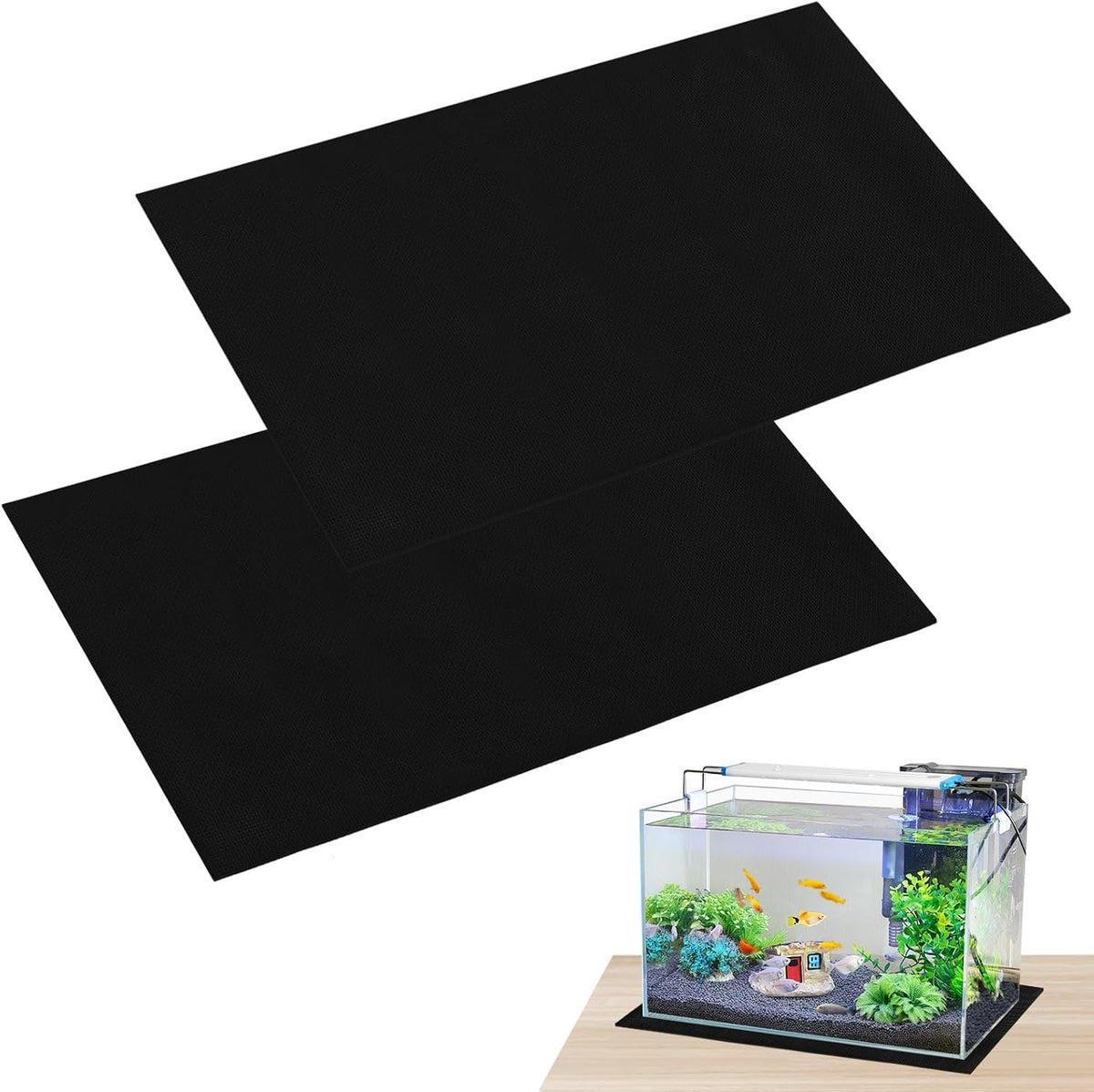 Avoirdus aquarium leveling mat front view showcasing the black SBR neoprene material for under tank protection.