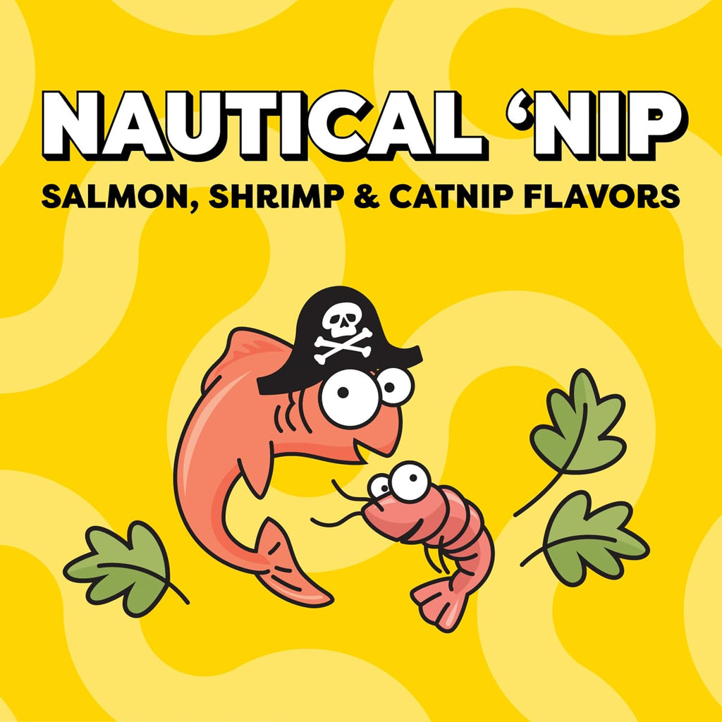 Seafood and catnip flavored cat treats dual texture detail
