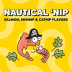 Seafood and catnip flavored cat treats dual texture detail