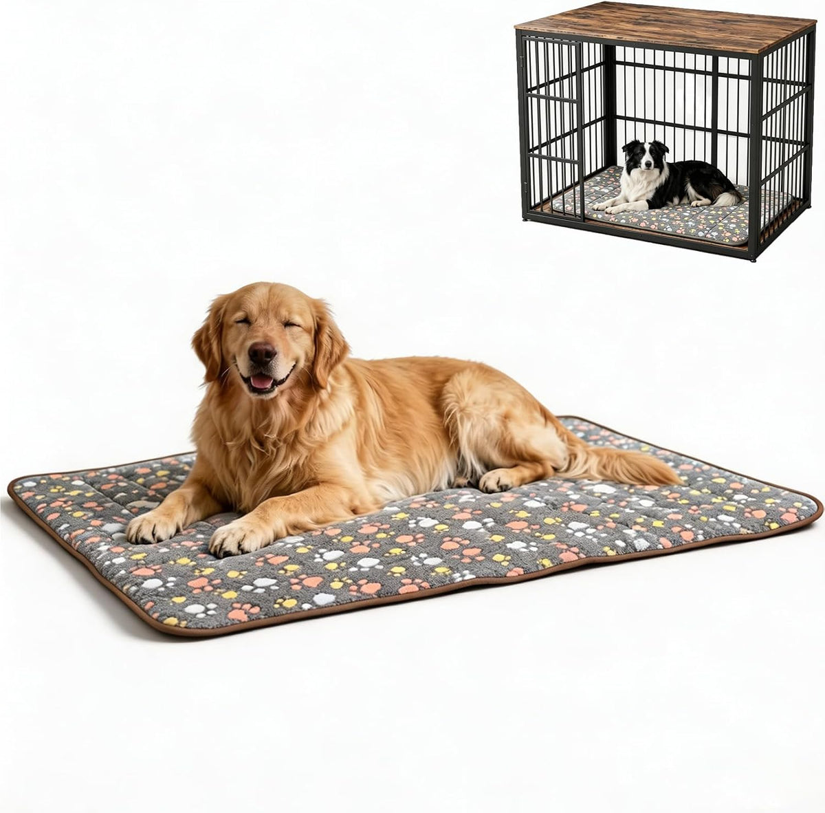 48" x 29"Washable Dog Bed Mat, Upgraded Non-Slip Durable Dog Bed, Soft and Comfortable, Machine Washable Luxury Kennel Pad, Design Kennel Beds Mats for Medium Large Sized Pets - Image 10