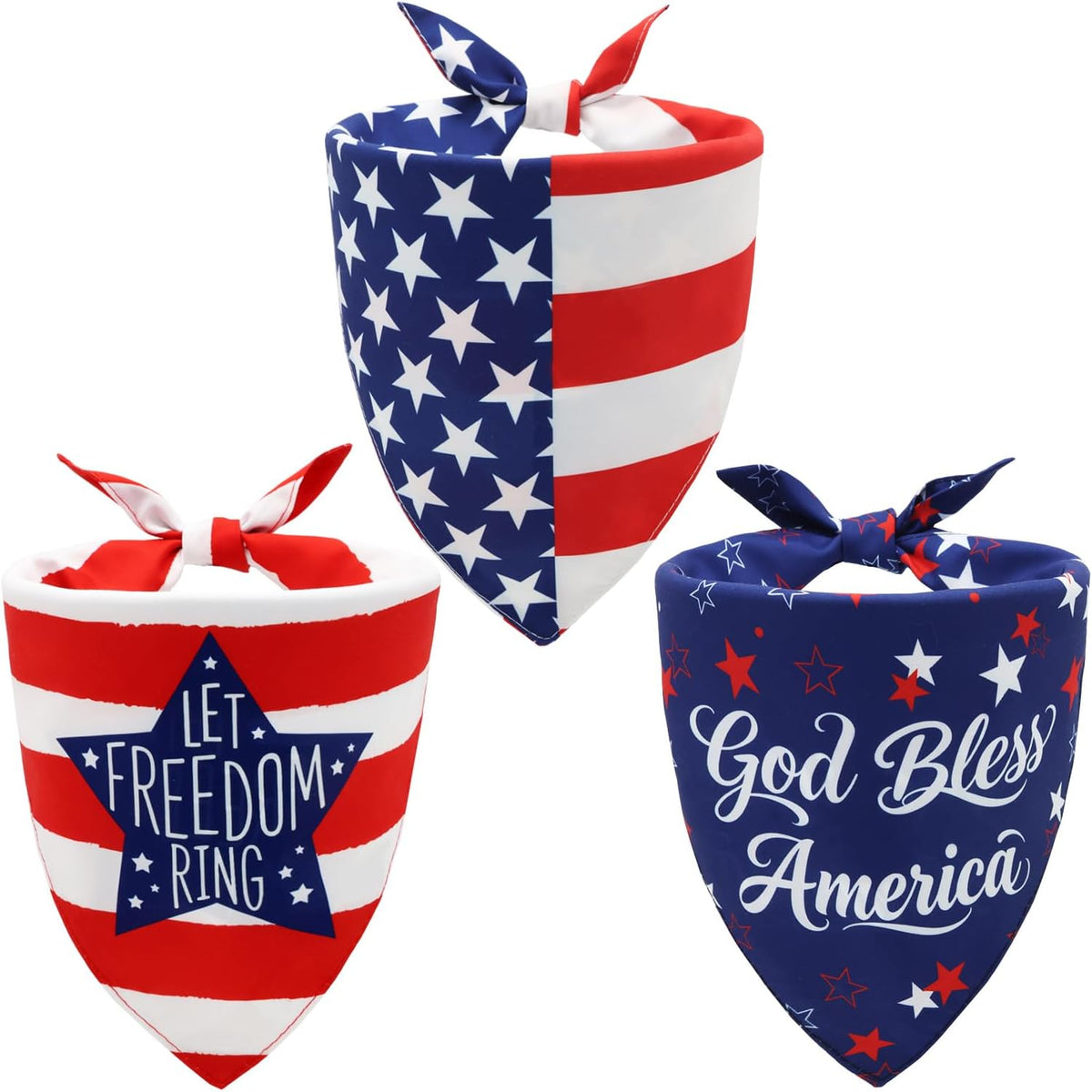 Agroon American flag dog bandana 3 pack extra large front view
