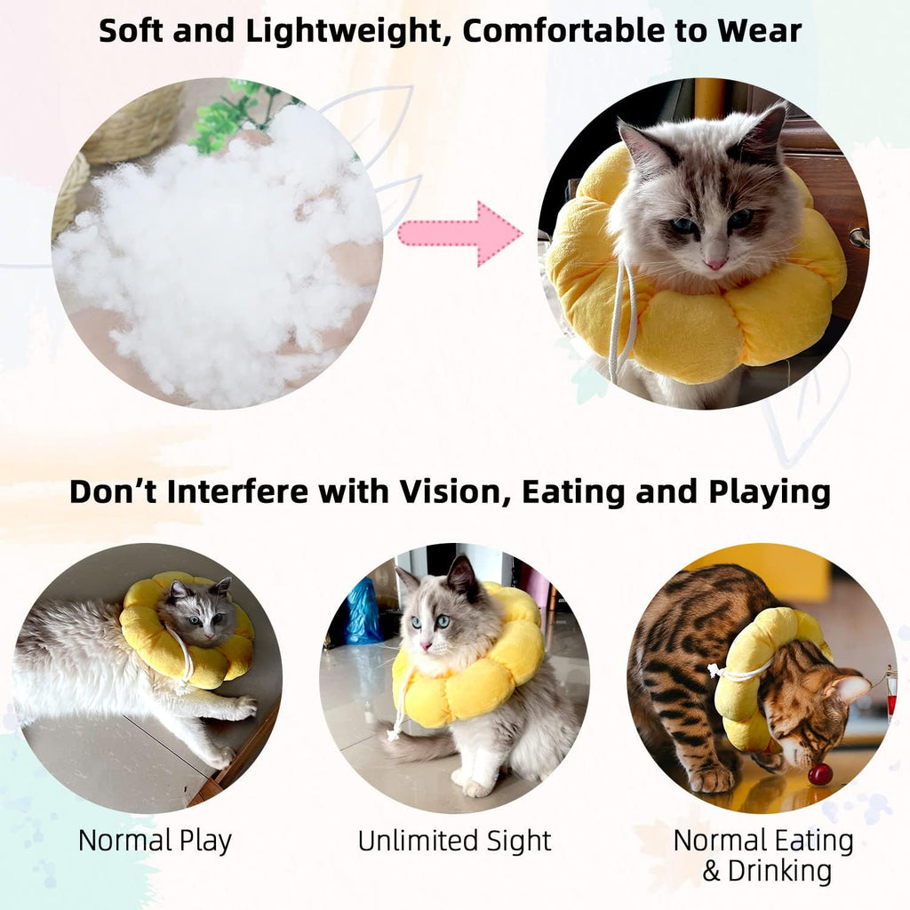 Soft Elizabethan collar for small animals showing the adjustable drawstring
