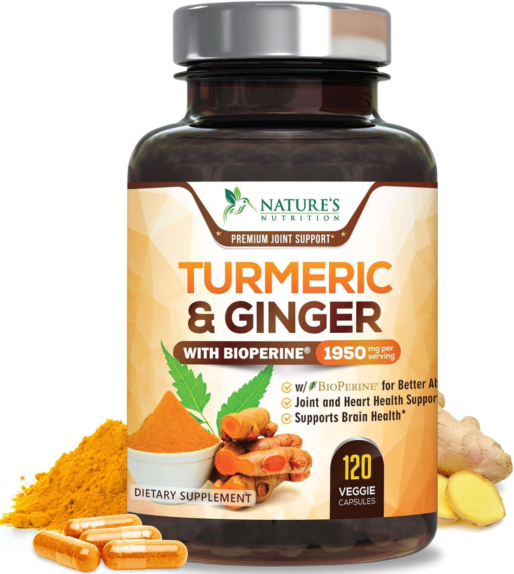 Turmeric Curcumin Supplement - 95% Curcuminoids with Organic Turmeric & Ginger, BioPerine Black Pepper Extract for Best Absorption, Natural Vegan Joint Support, Non-GMO, Bottled in USA - 240 Capsules - Image 10