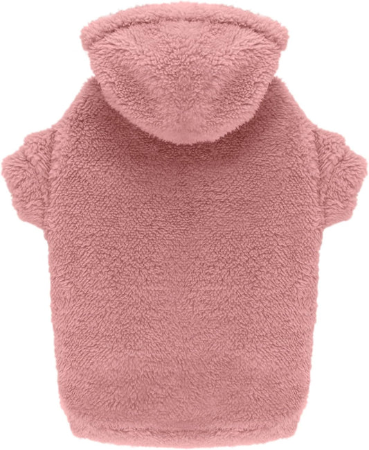 Stpiatue fuzzy dog sweater front view on large dog