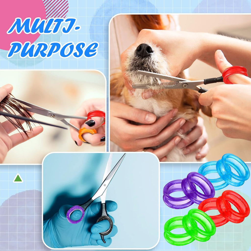 Comfortable silicone cushion rings for hairdressing shears to prevent finger calluses