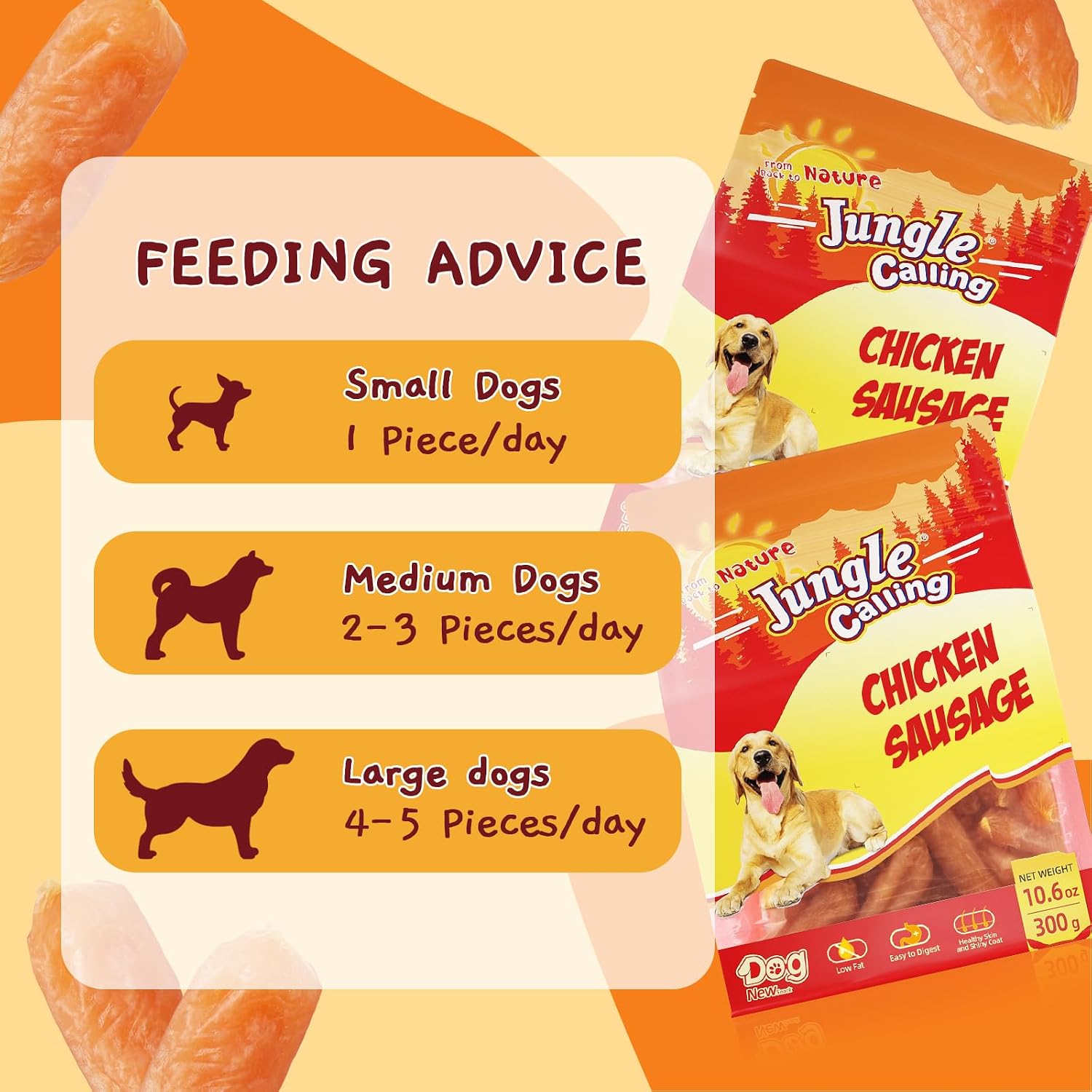 Jungle Calling chicken sausage treats 10.6 ounce bag