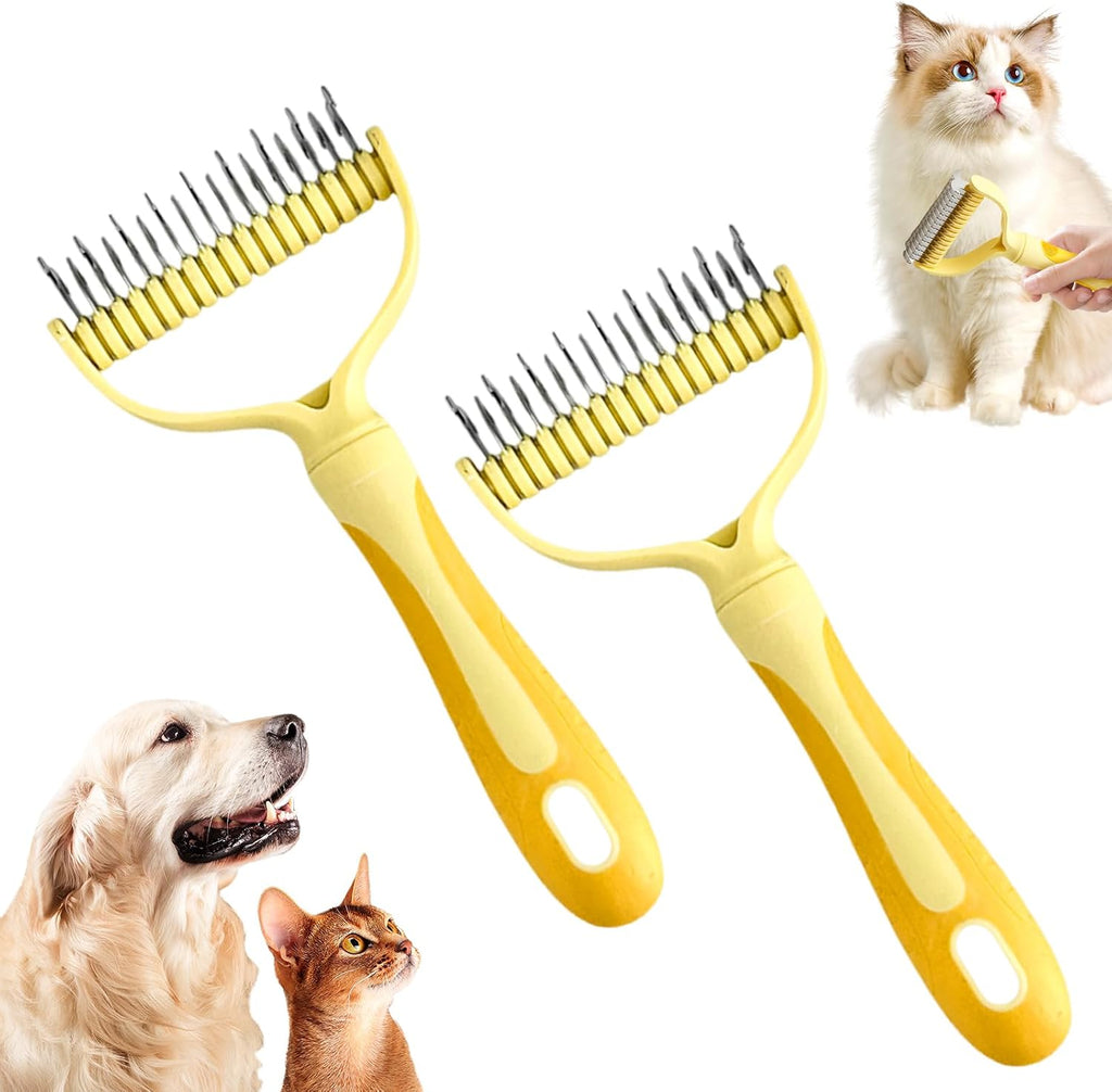 Double-Sided Pet Grooming Brush, 2026 New Undercoat Rake for Long Haired Pets, Multi-Functional Dematting Comb for Home Grooming, Pet Hair Removal Brush for Pet Owners (Blue, 1pcs) - Image 9