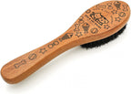 Menesia soft boar bristle hair brush showing engraved pet graphics on handle
