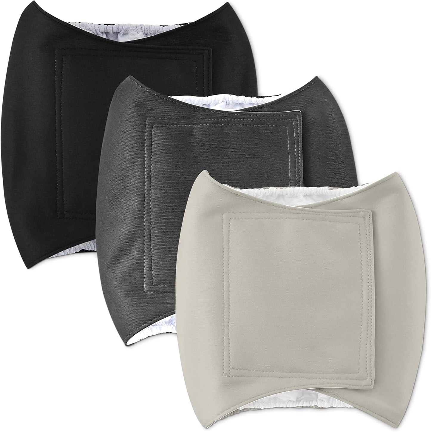 USA imported authentic Amazon Basics dog diapers showing flexible elastic side stitching.