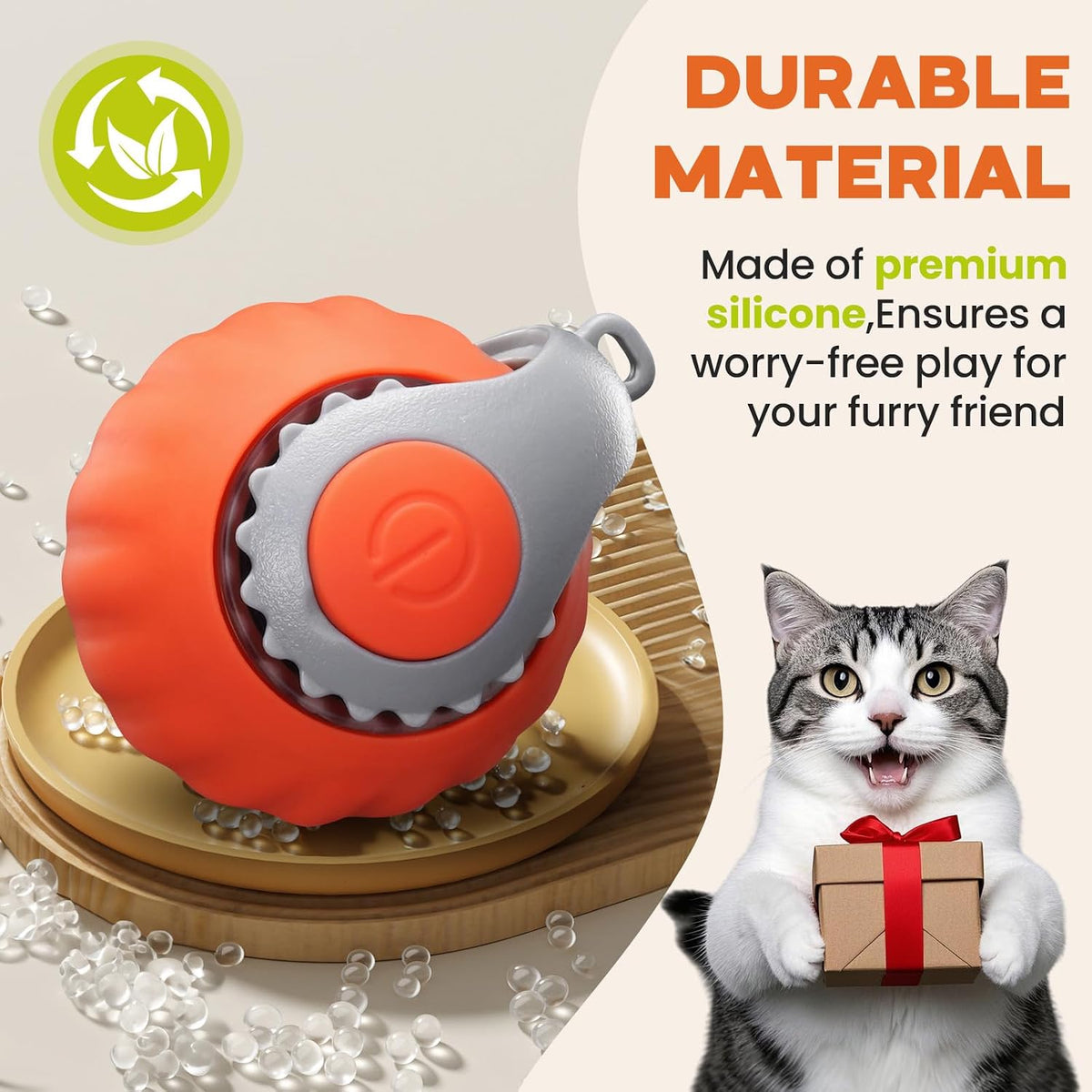 Two speed adjustment button on cat toy ball