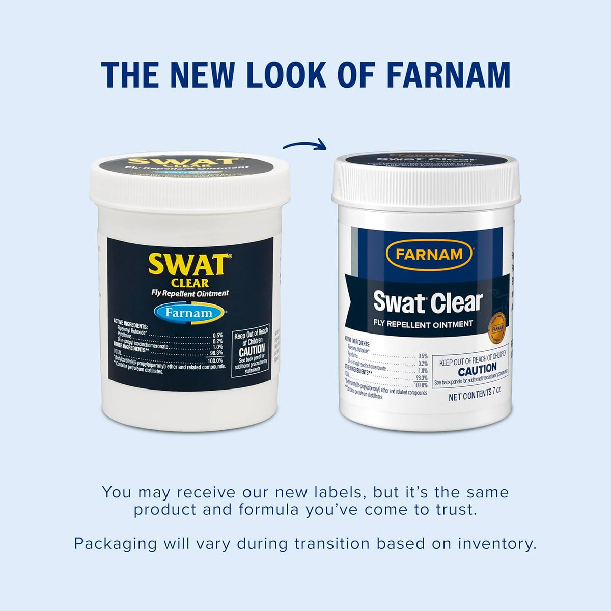 Farnam Swat clear formula ointment jar label details
