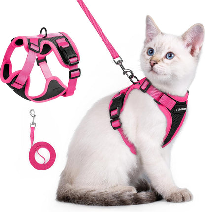 rabbitgoo Cat Harness and Leash Set, Escape Proof Soft Adjustable Vest Harnesses for Outdoor Walking, Easy Control Breathable Kitten Jacket with Reflective Strips, Pink & Purple, X-Small - Image 13