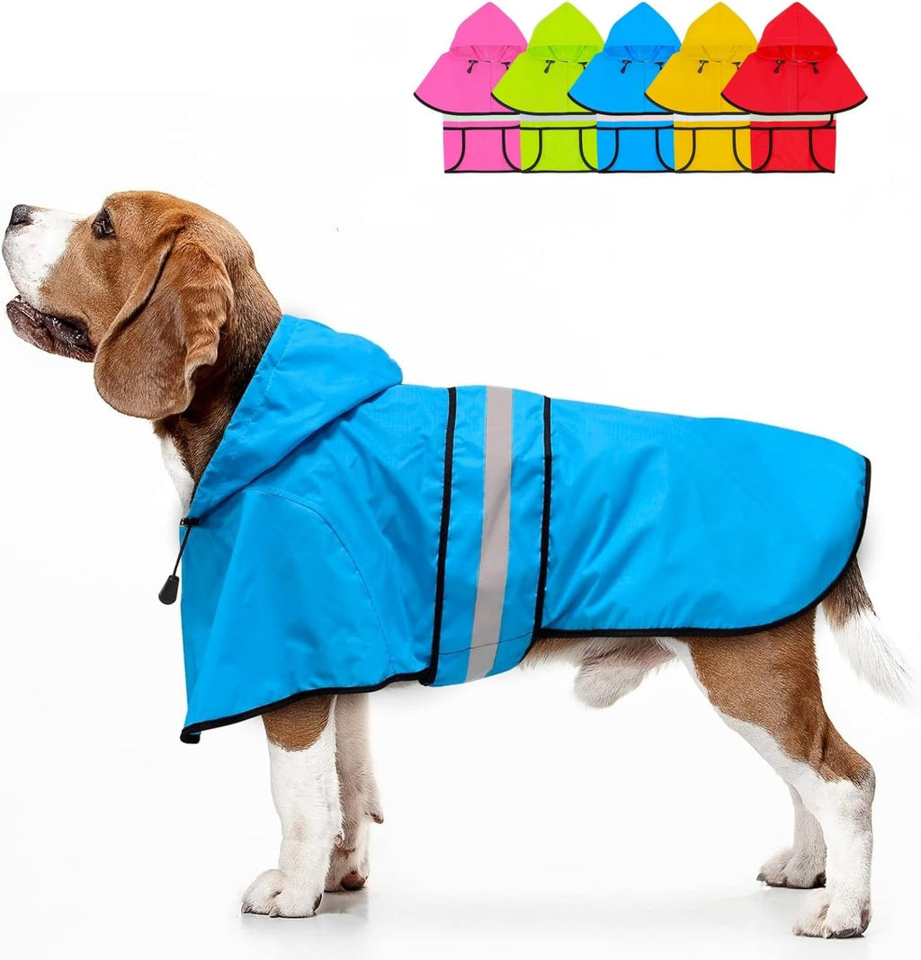 Dolitego waterproof dog raincoat front view blue pet jacket for medium dogs