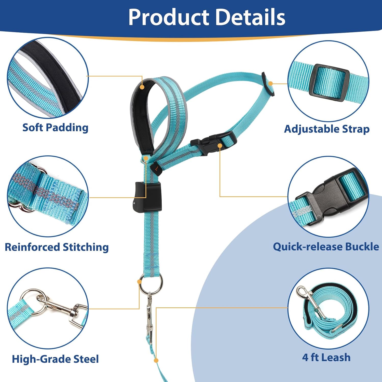 Safe no pull dog nose leash for medium and large dogs