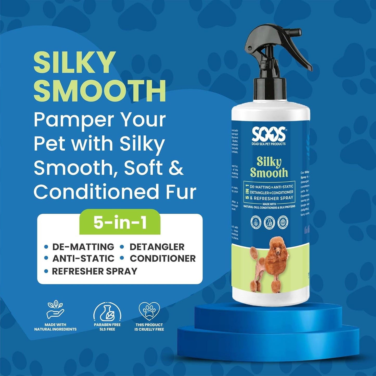All-natural leave-in pet detangler spray for dogs and cats