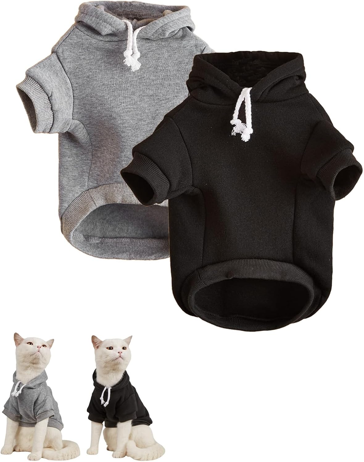 QWINEE Basic Dog Hoodie Sweatshirt Puppy Sweater Warm Cat Costumes Pet Clothes for Chihuahua Puppy Kitten Small Medium Dogs Cadet Blue Medium - Image 10
