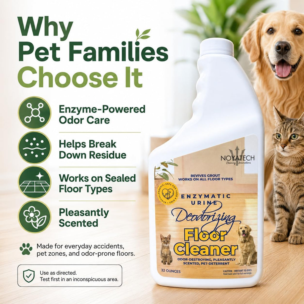 Noyatech floor cleaner safe for pets and kids label