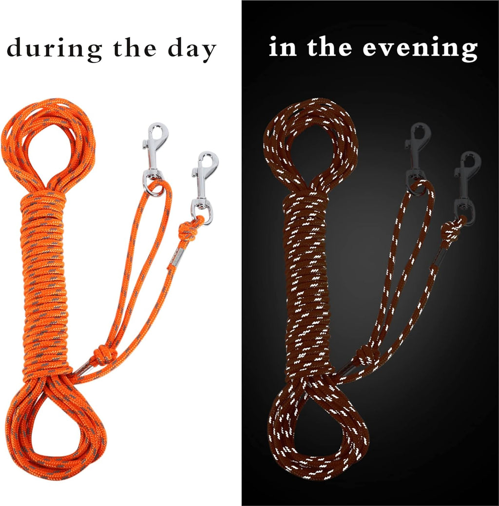 Reflective detail of orange nylon cat leash in low light