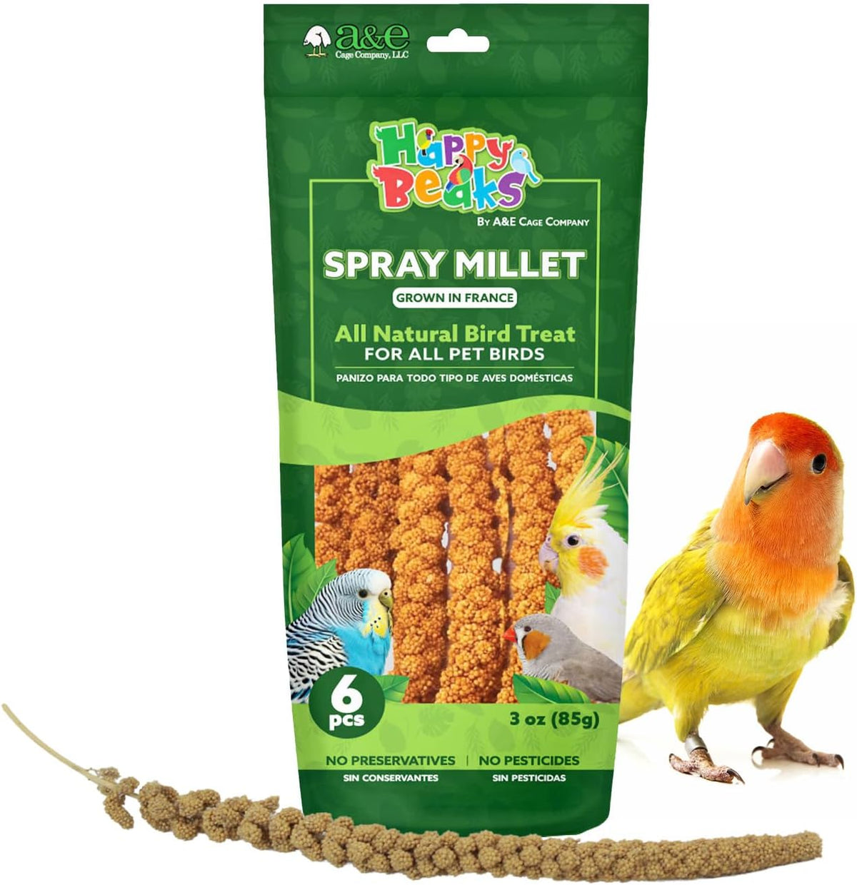 A&E Cage Co AE9054 Premium French Spray Millet for Birds - 6oz Retail Bag with 12 Natural Millet Sprays - Healthy Bird Treat for Budgies, Parakeets, Cockatiels, Finches & Small Birds - Image 11