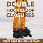 Abbylike fleece trim bell boot showing the open double lock hook and loop closure system.
