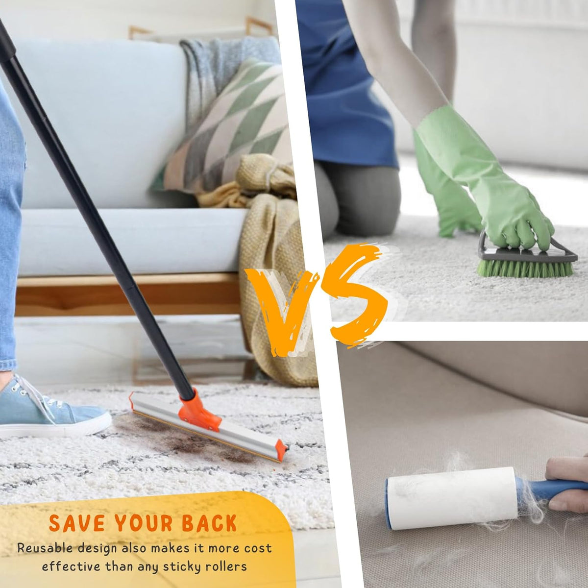 Included handheld lint scraper tool for furniture and upholstery