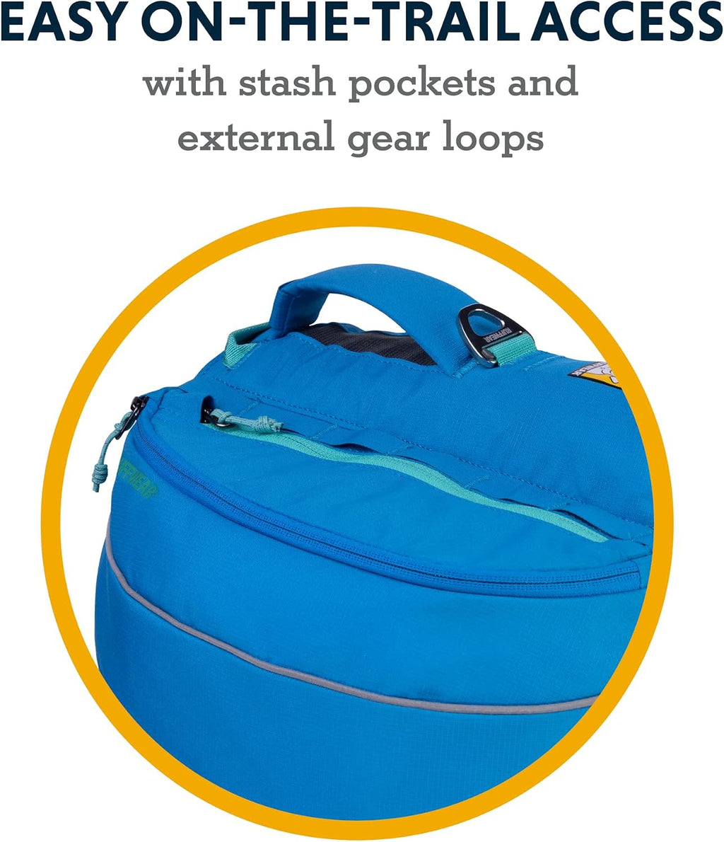 Ruffwear dog gear showing reflective trim elements in low light.